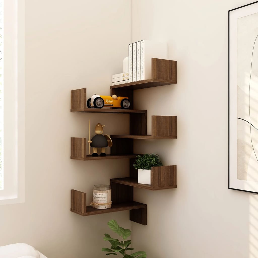 Wall corner shelves 2 pcs brown oak 40x40x50 cm wood