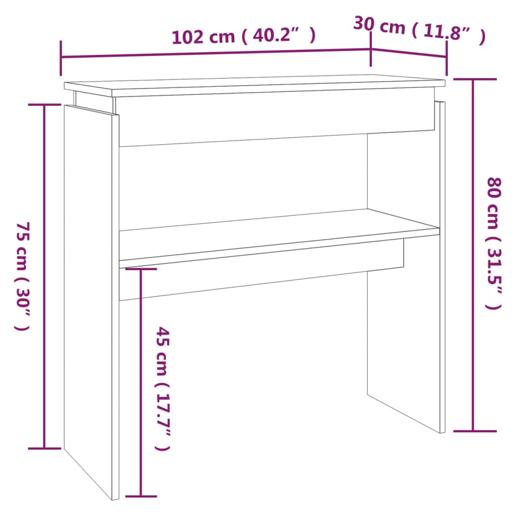 Sonoma gray console 102x30x80 cm engineering wood