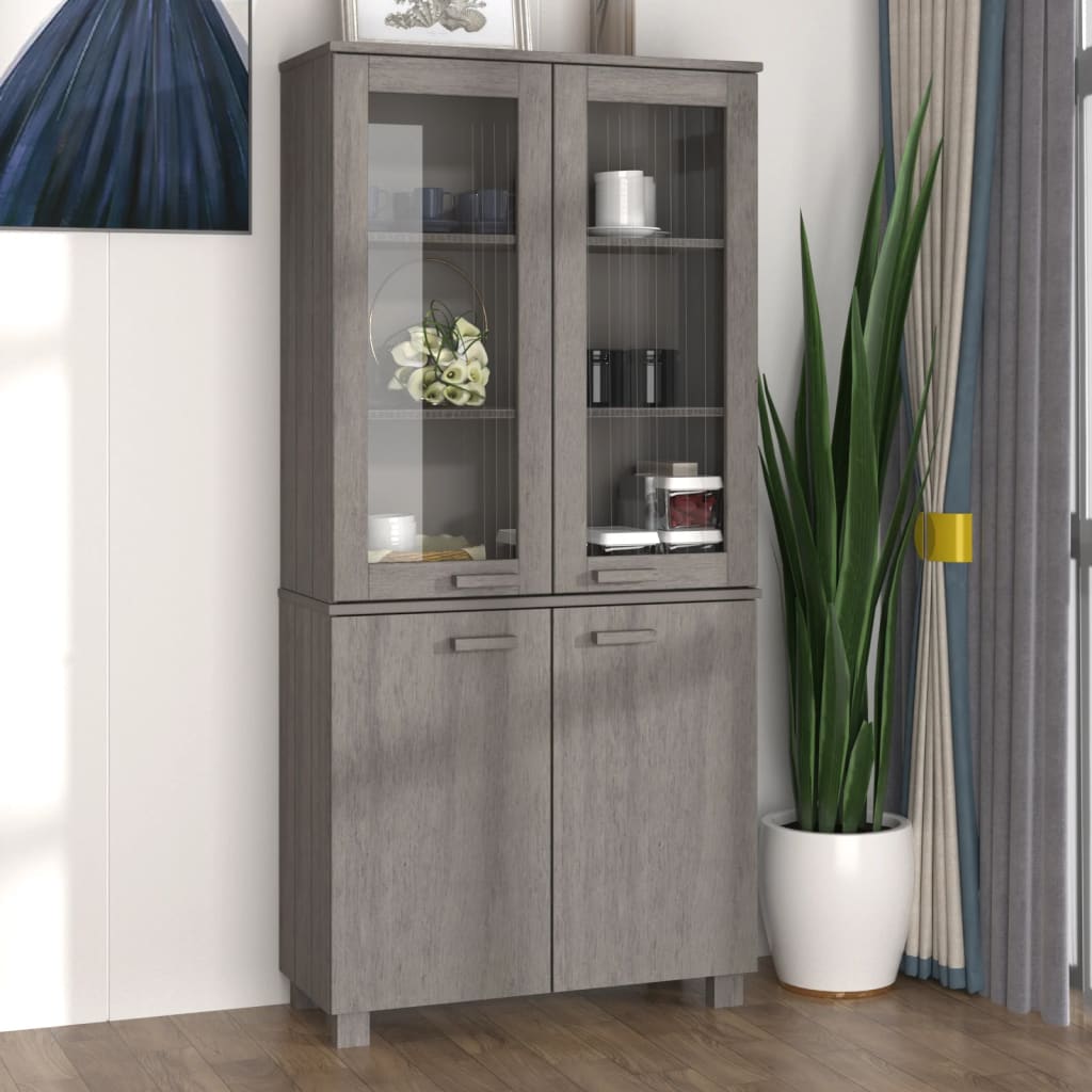 Credenza HAMAR Legno di pino massiccio Grigio chiaro