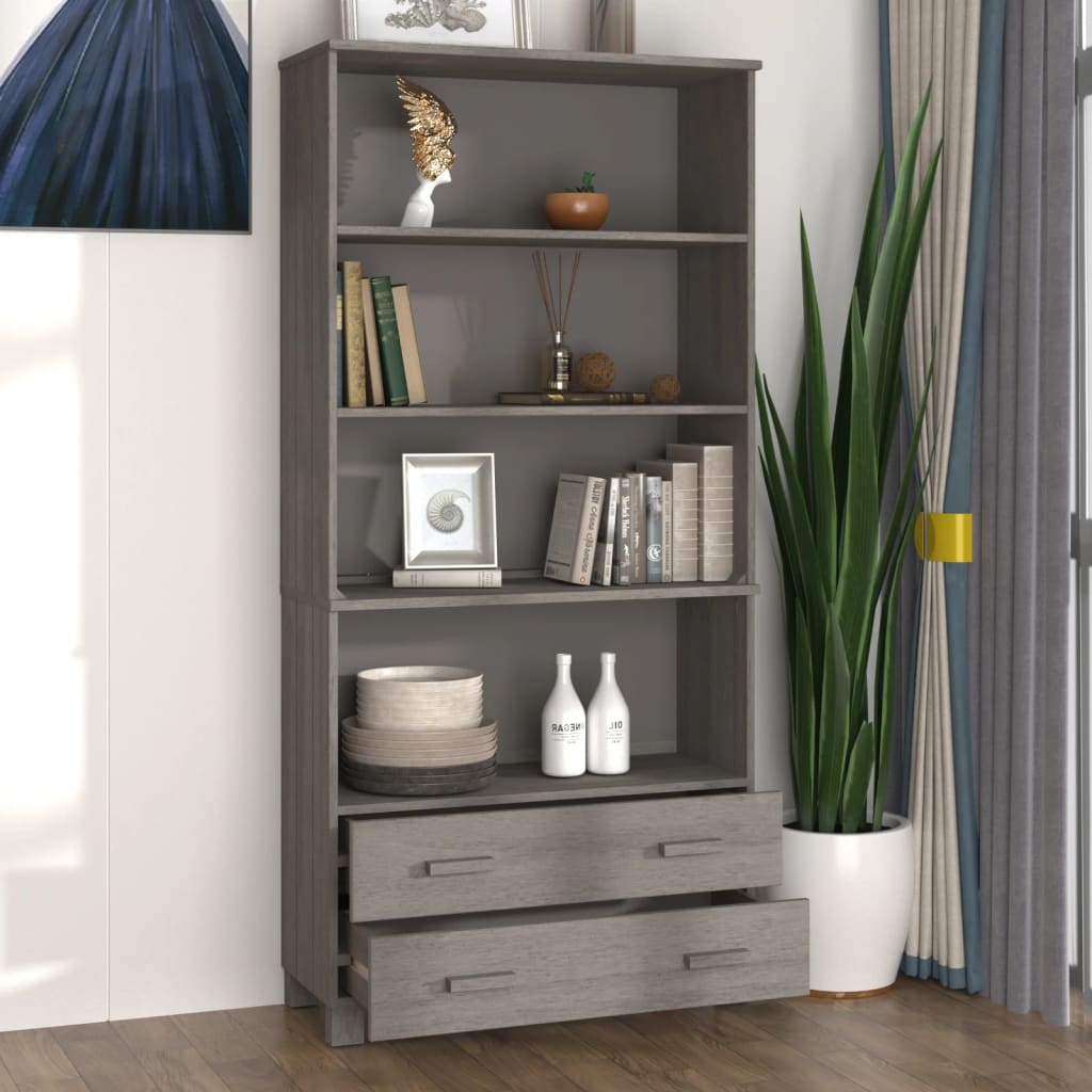 Credenza HAMAR Legno di pino massiccio Grigio chiaro