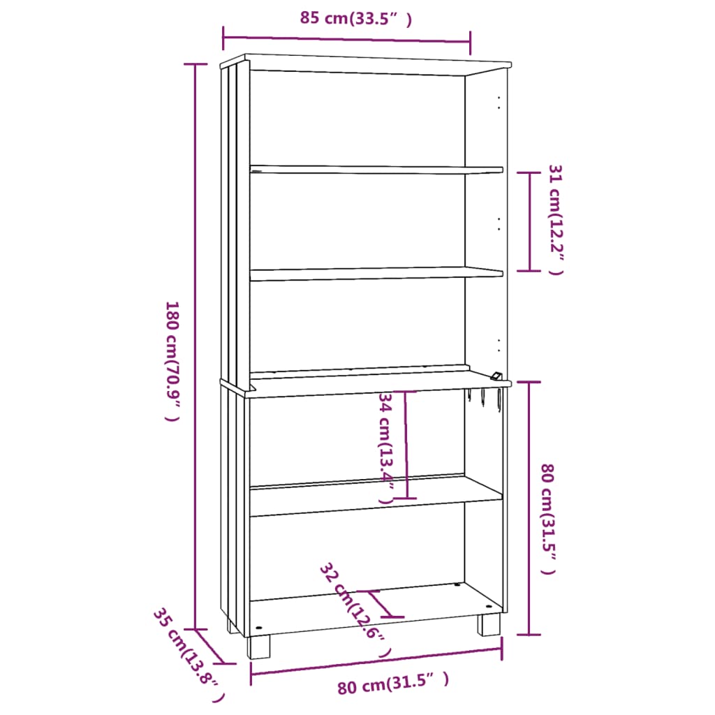 Credenza HAMAR Legno di pino massiccio Marrone miele