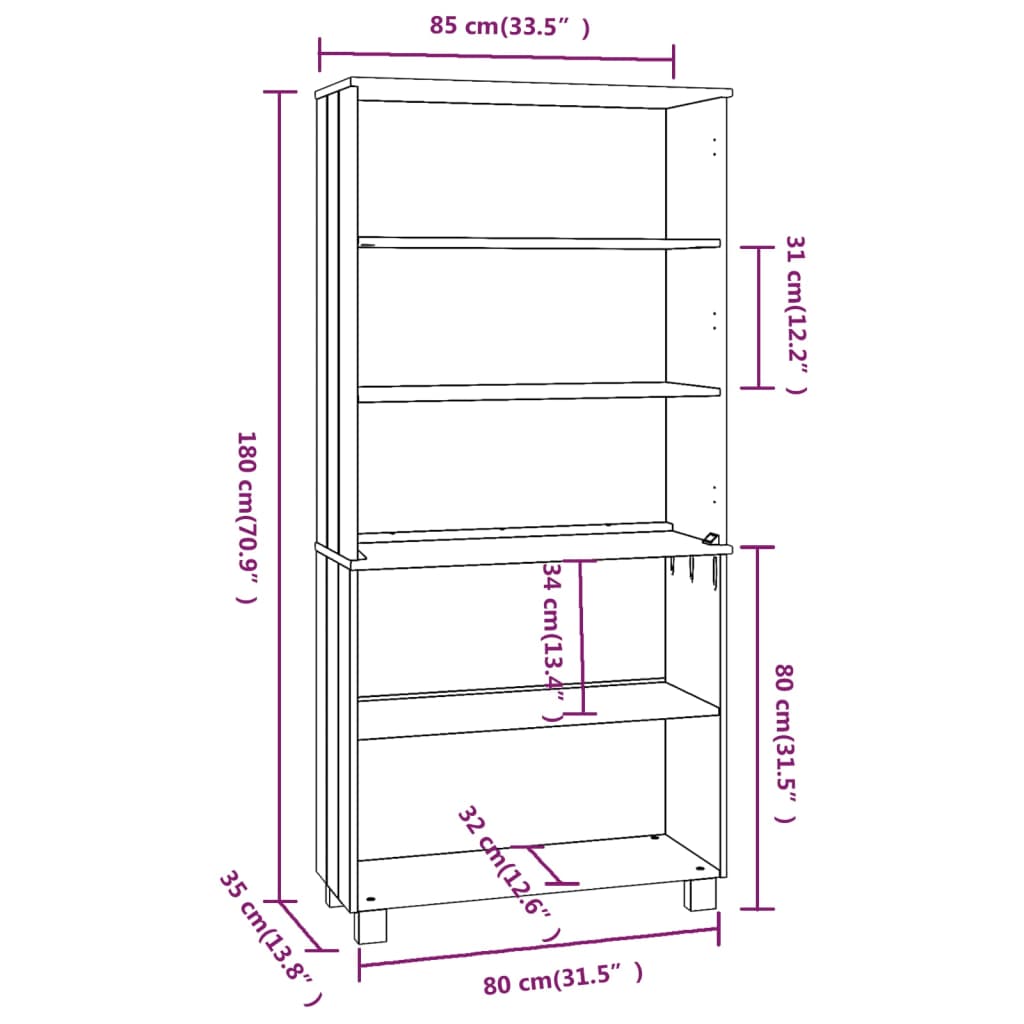 Hamar solid wood buffet of dark gray pine