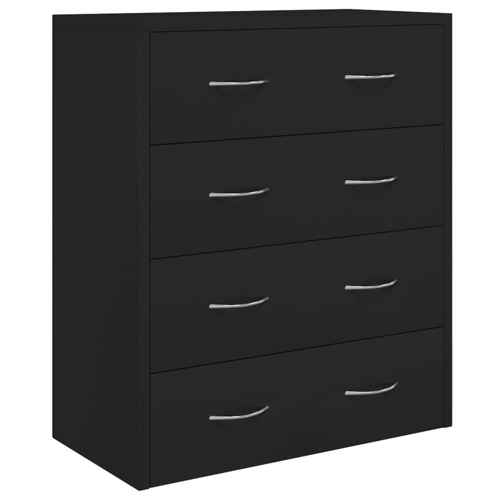 Credenza con 4 cassetti 60x30,5x71 cm Nera