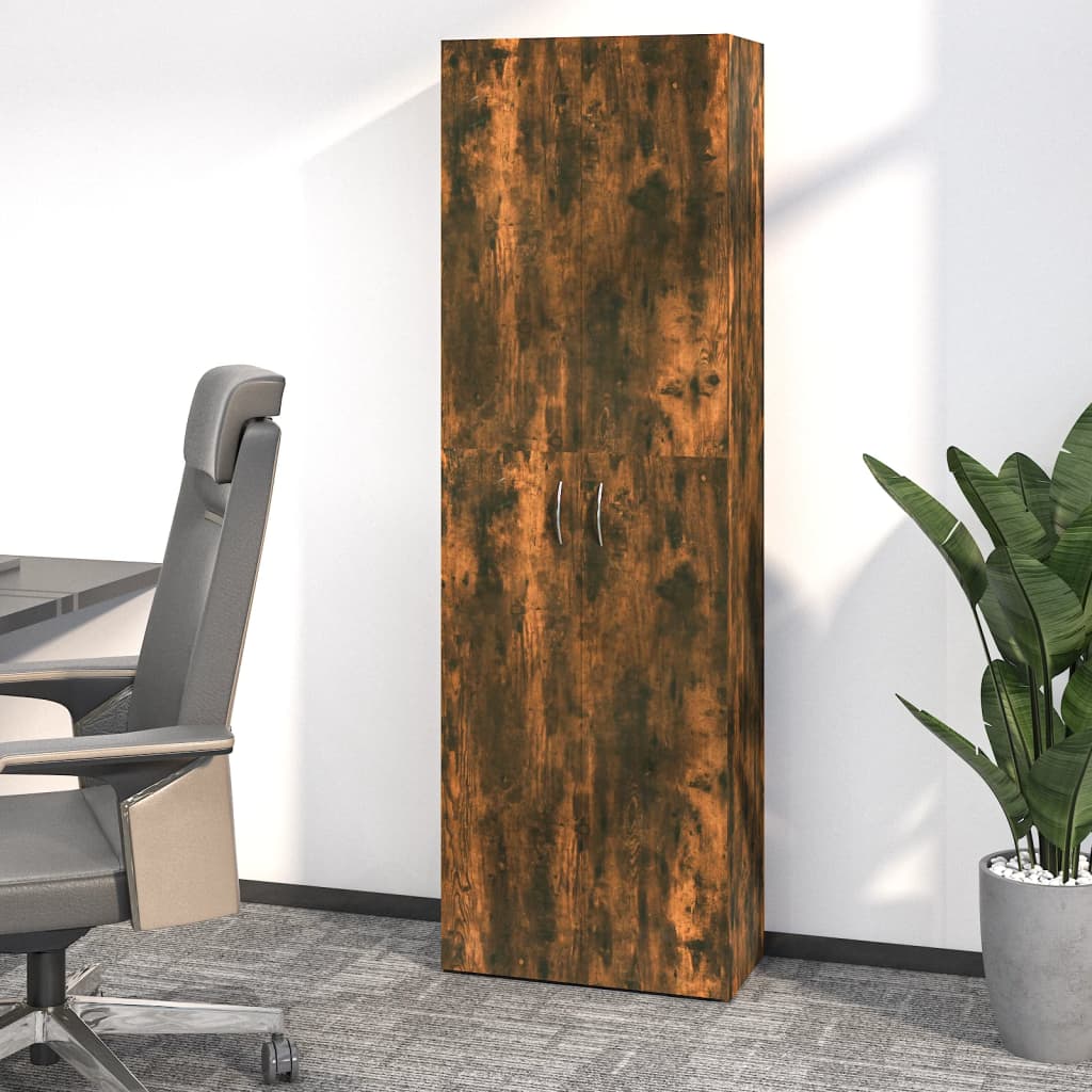 Smoked oak office cabinet 60x32x190 cm Engineering wood