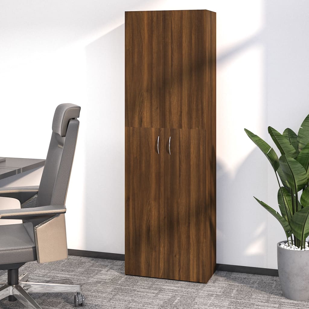 Brown oak office cabinet 60x32x190 cm Engineering wood