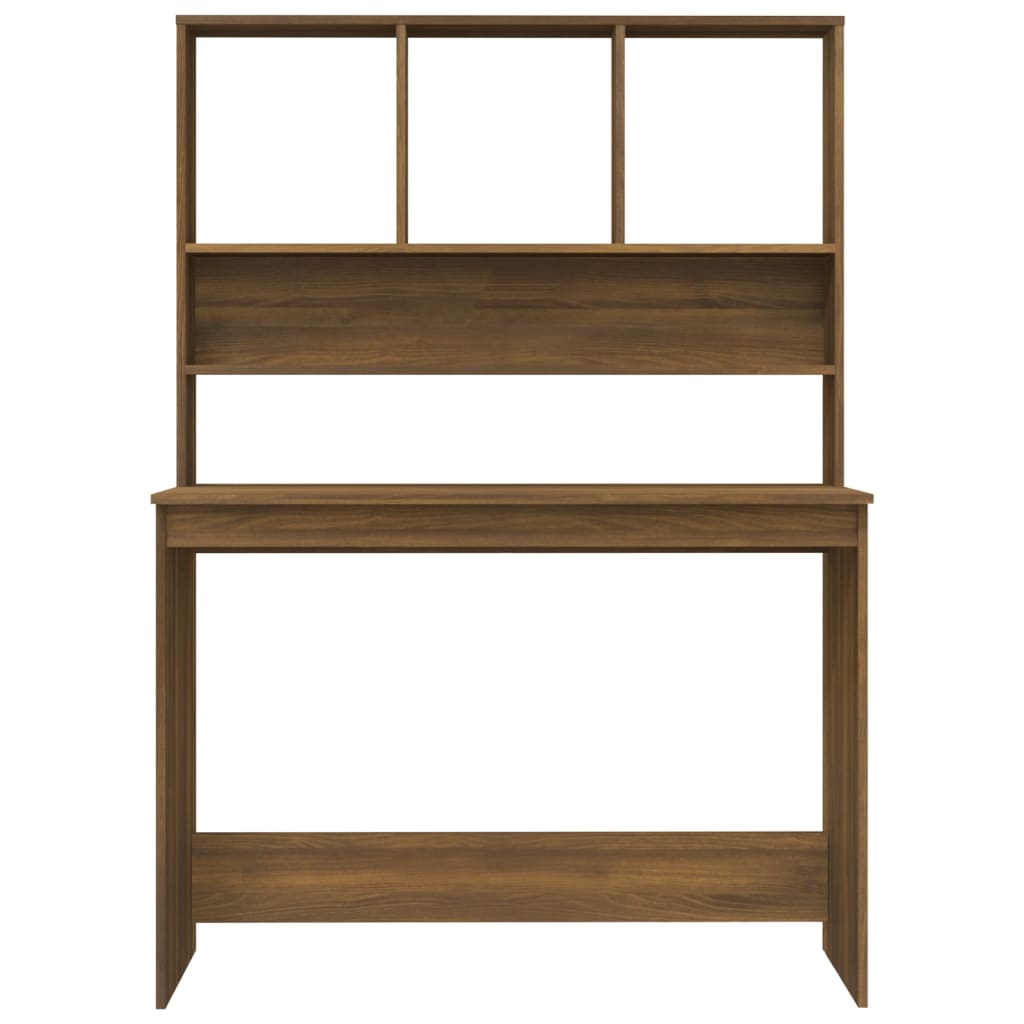 Bureau and brown oak shelves 110x45x157 cm Engineering wood