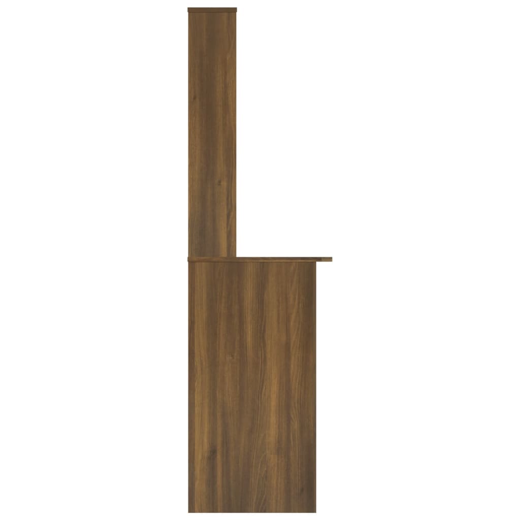 Bureau and brown oak shelves 110x45x157 cm Engineering wood