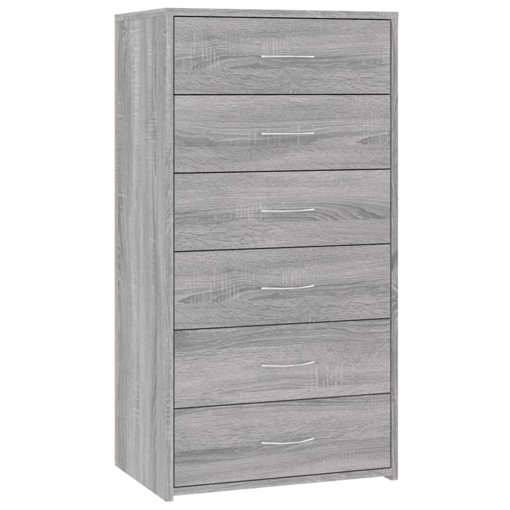 Buffet with 6 Sonoma Gray drawers 50x34x96 cm Engineering wood
