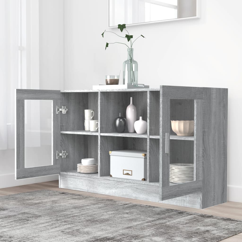 Sonoma gray display cabinet 120x30.5x70 cm Engineering wood