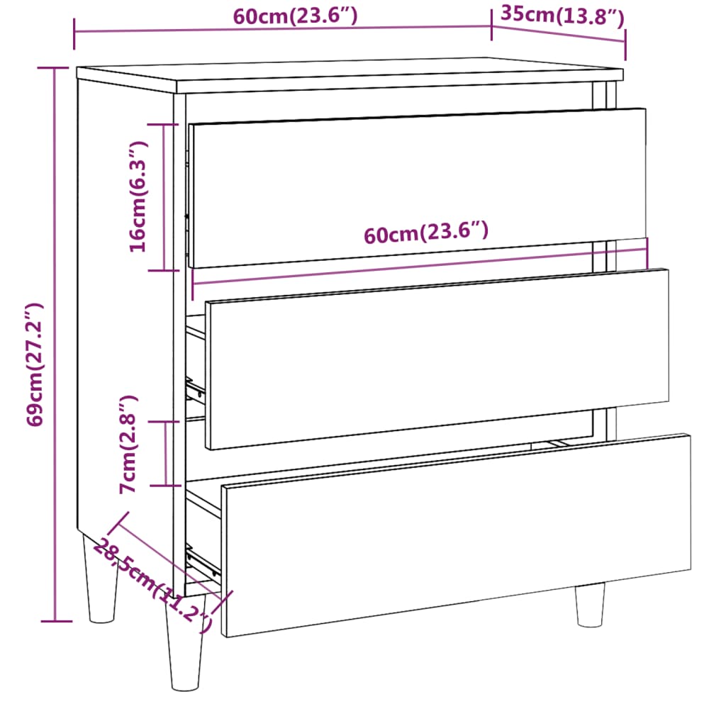 Smoked oak buffet 60x35x69 cm engineering wood