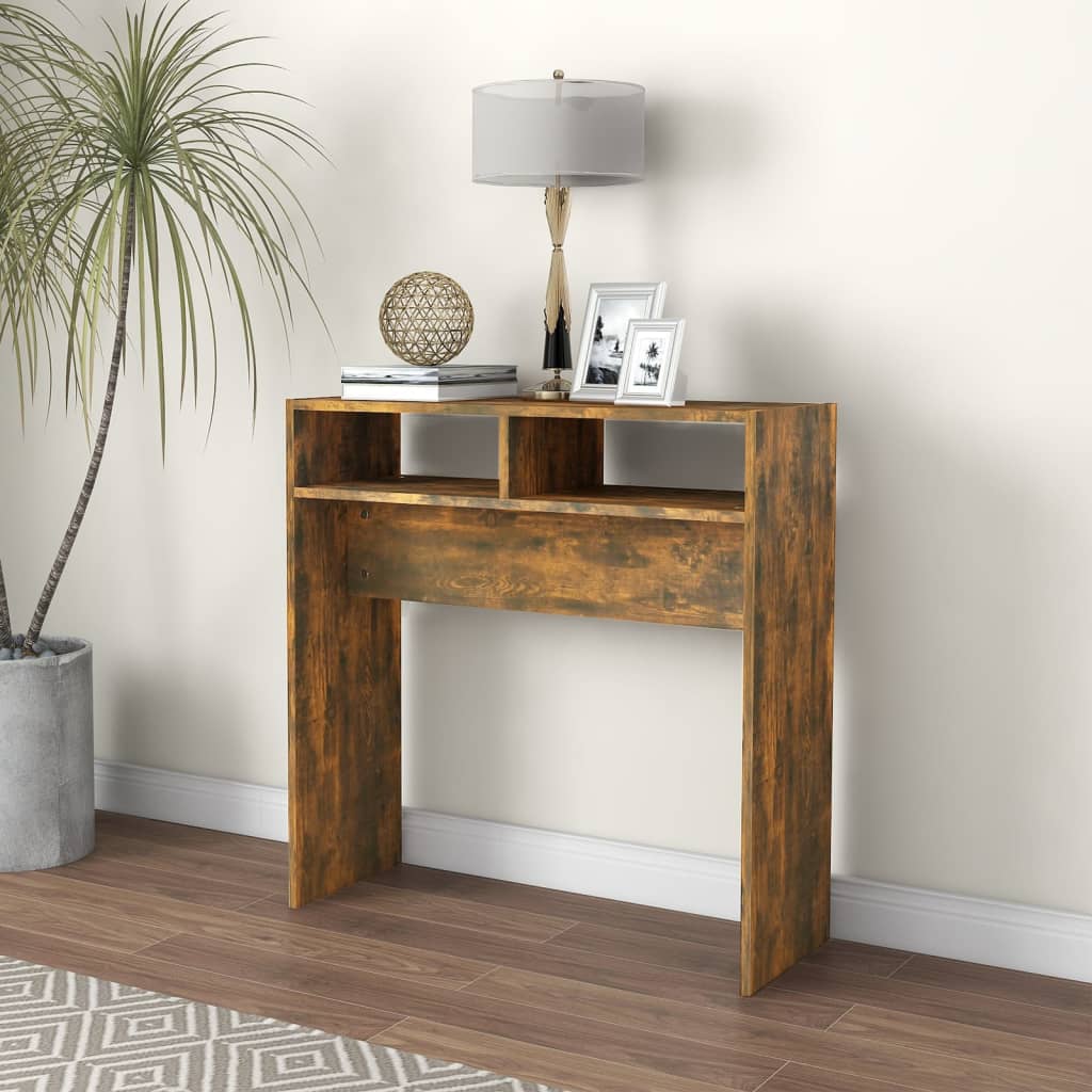 Smoked oak console table 78x30x80 cm engineering wood