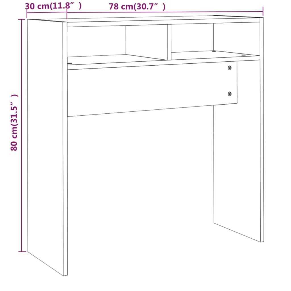 Table console Chêne fumé 78x30x80 cm Bois d'ingénierie
