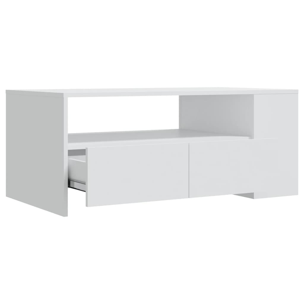 Tavolino bianco 102x55x42 cm in legno di ingegneria