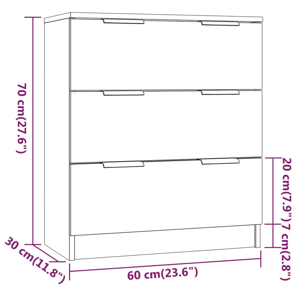 Credenza rovere Sonoma 60x30x70 cm MDF