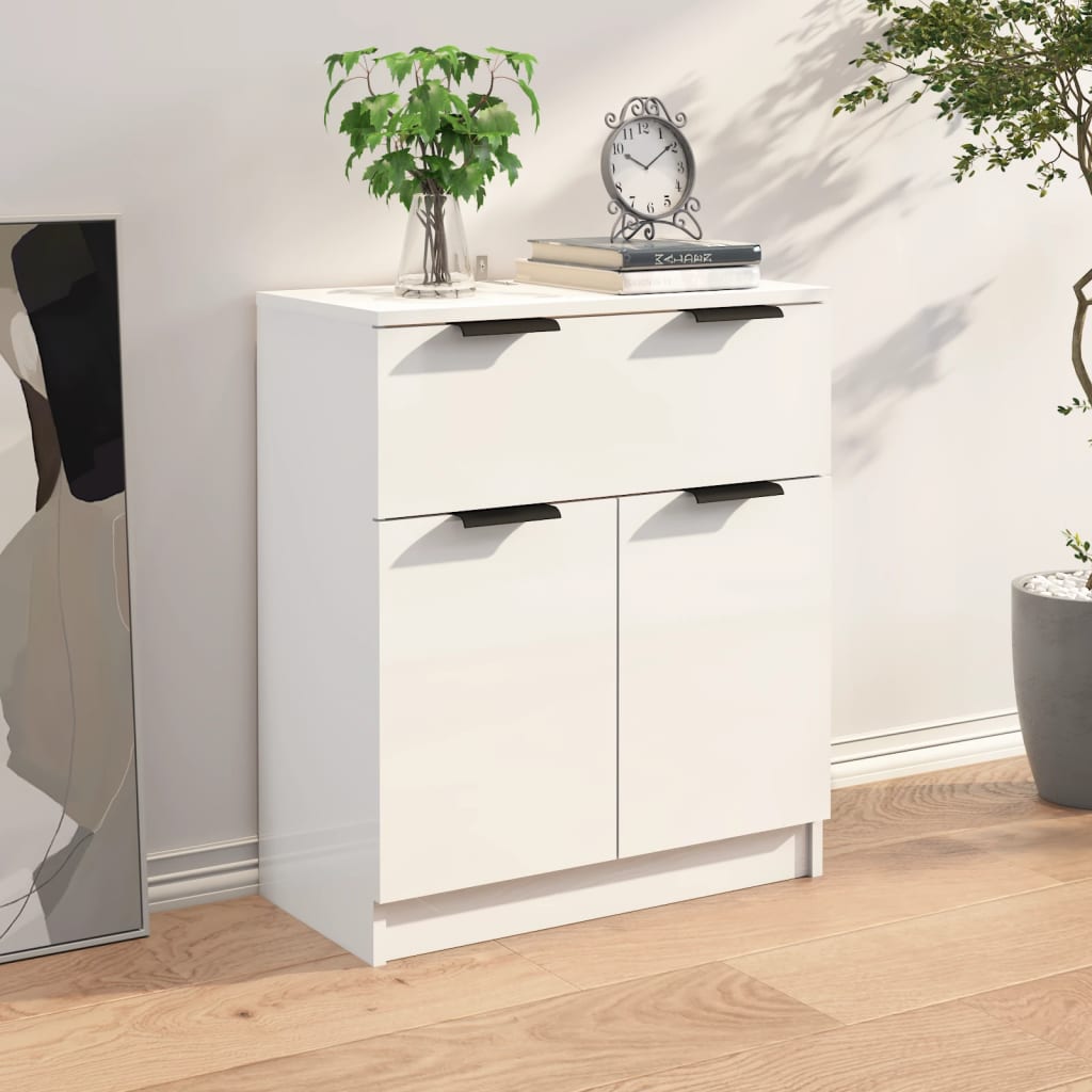 Buffet Blanc brillant 60x30x70 cm Bois d'ingénierie