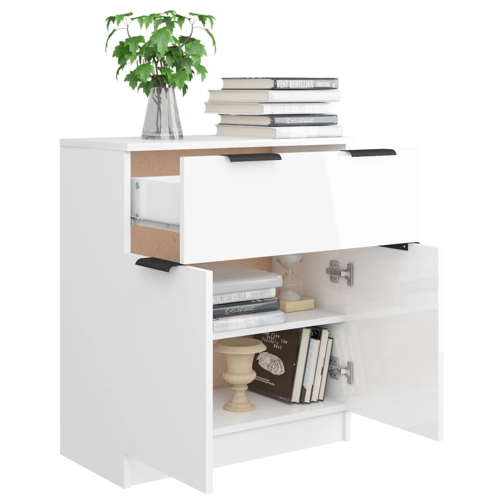 Credenza Bianco lucido 60x30x70 cm MDF