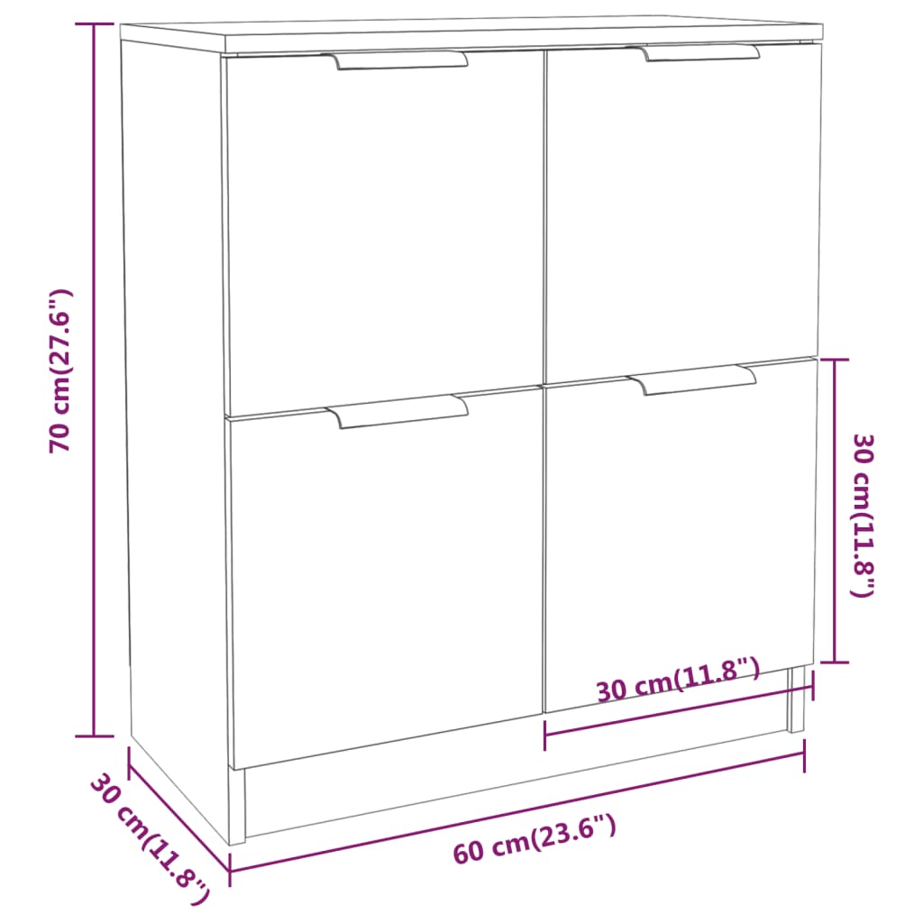 White buffet 60x30x70 cm Engineering wood