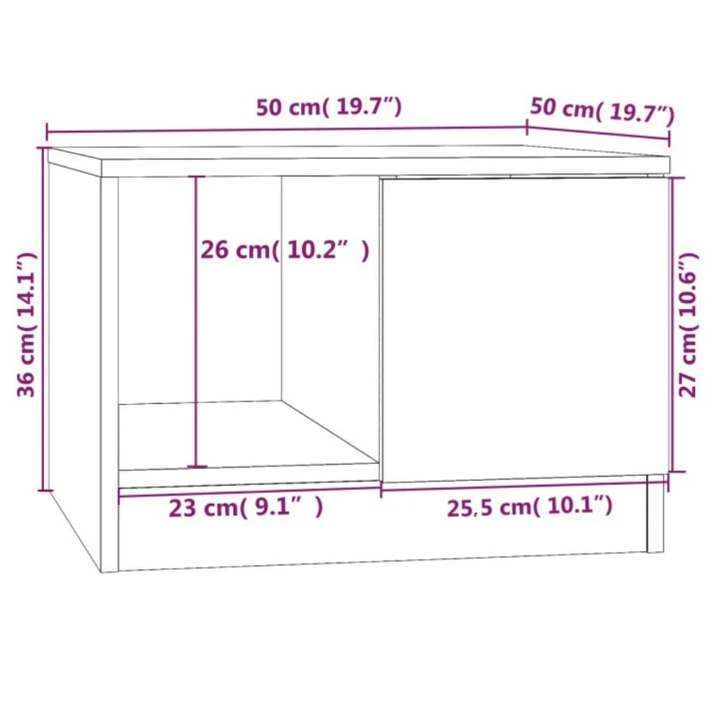 Table basse Blanc 50x50x36 cm Bois d'ingénierie