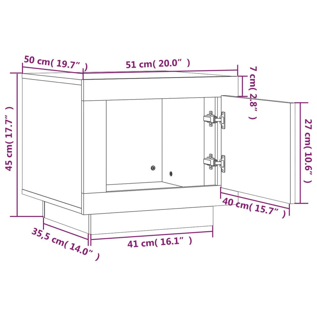 White coffee table 51x50x45 cm engineering wood
