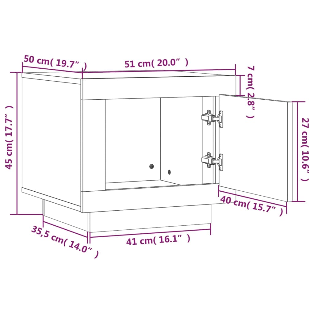 Tavolino bianco brillante 51x50x45 cm in legno di ingegneria