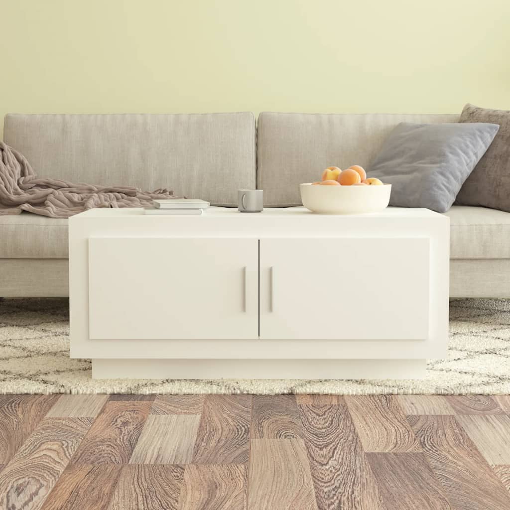 White coffee table 102x50x45 cm engineering wood