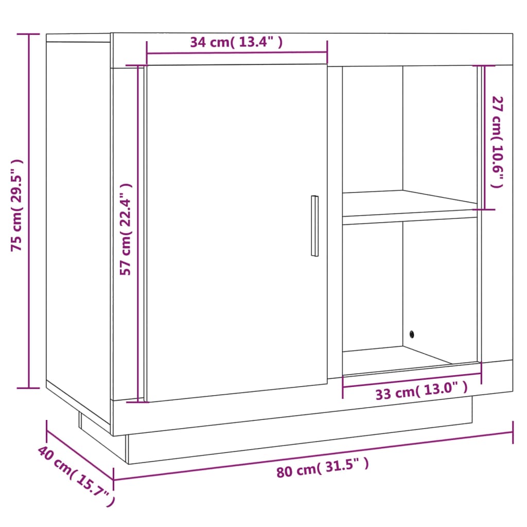 White buffet 80x40x75 cm