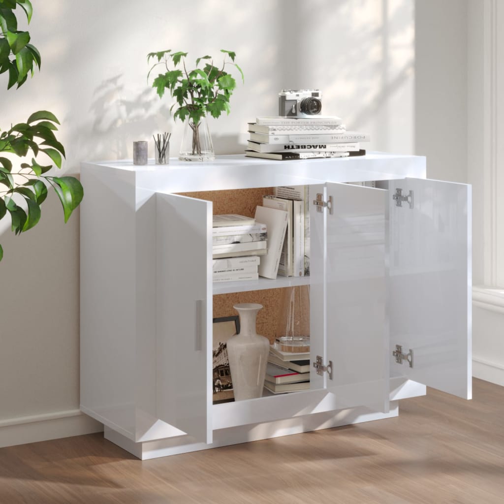 Brilliant white buffet 92x35x75 cm Engineering wood