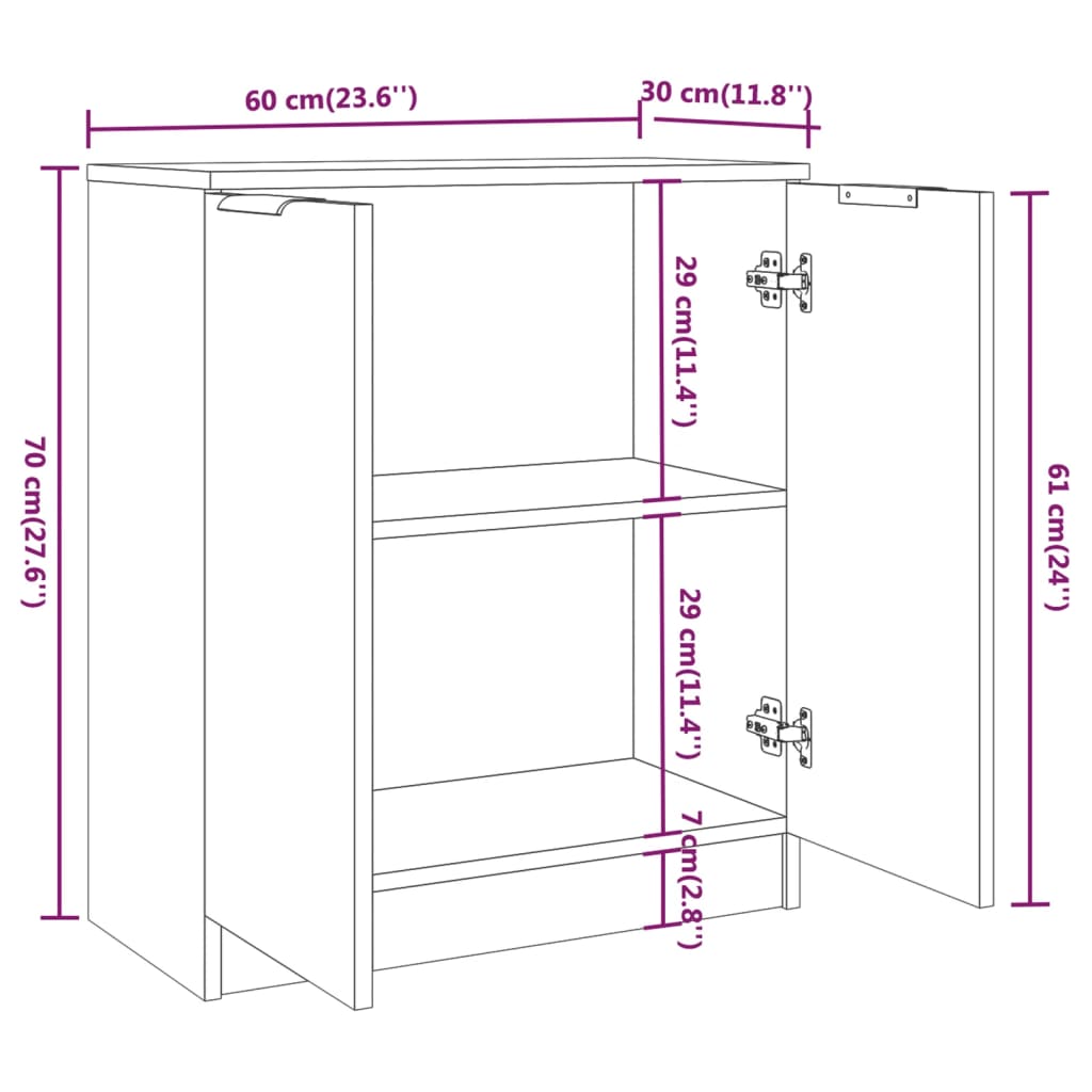 Credenza Rovere Affumicato 60x30x70 cm Multistrato