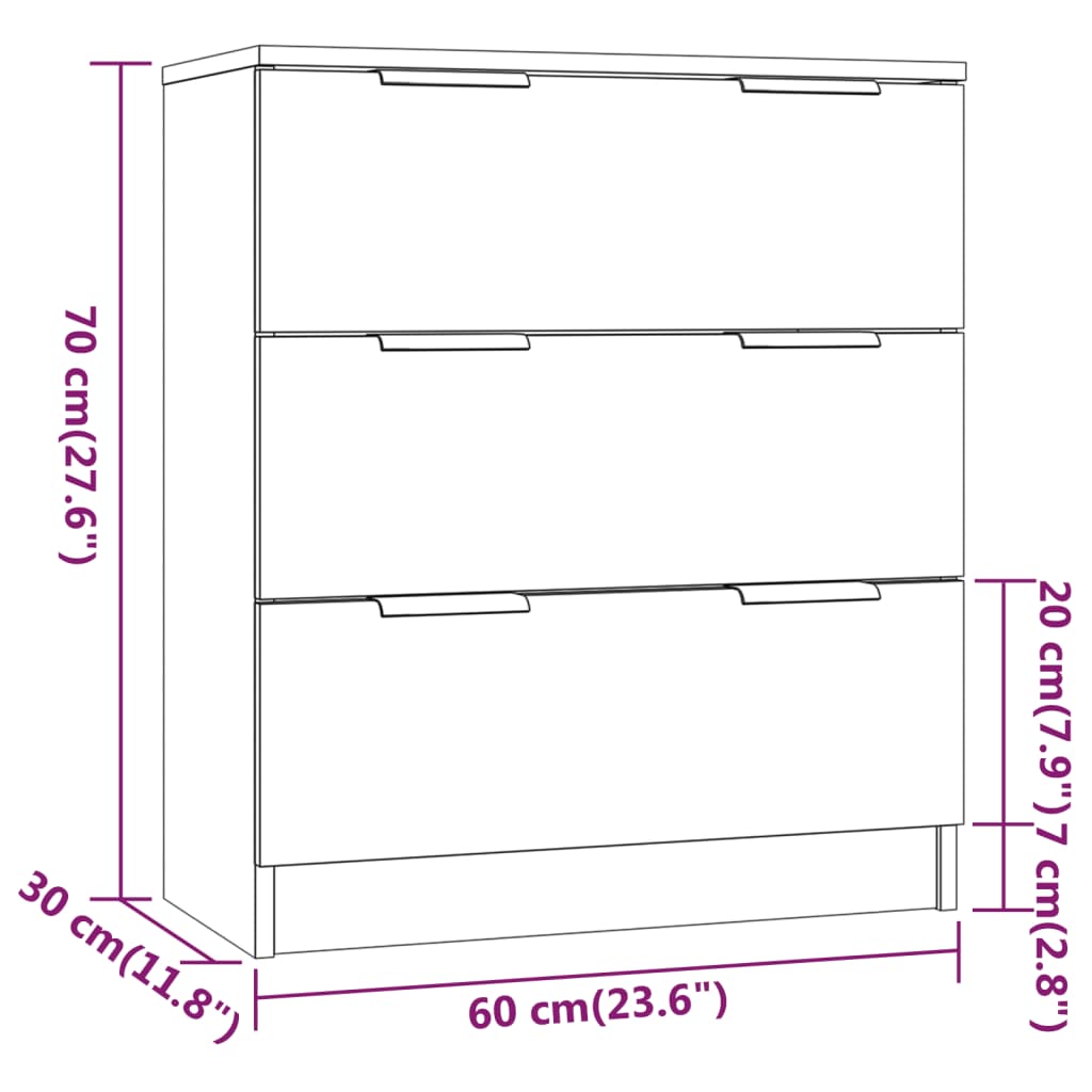 Credenza Sonoma grigia 60x30x70 cm MDF