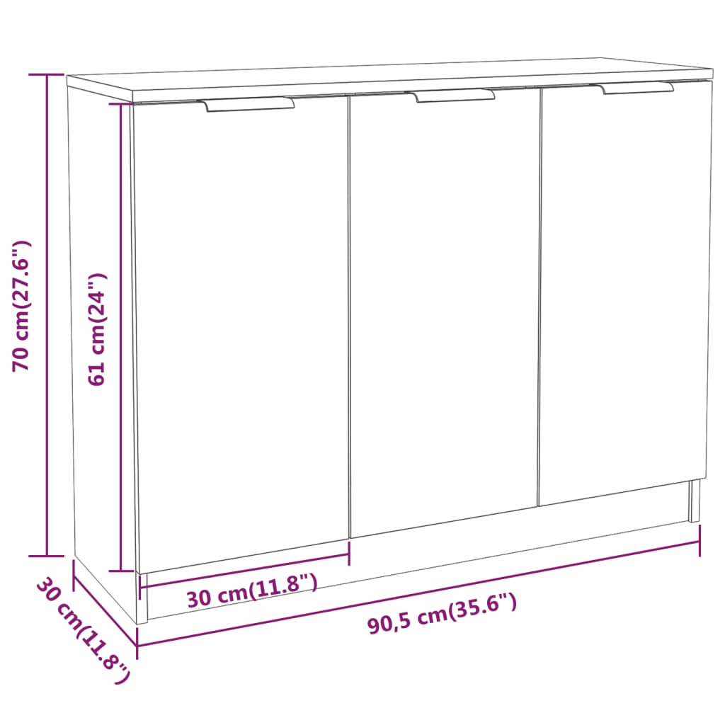 Buffet Chêne fumé 90,5x30x70 cm Bois d'ingénierie