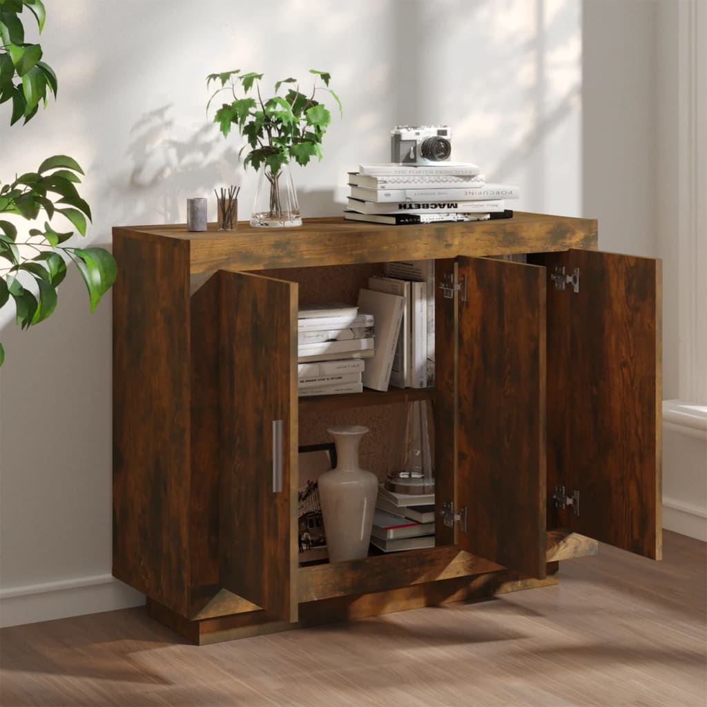 Buffet Chêne fumé 92x35x75 cm Bois d'ingénierie