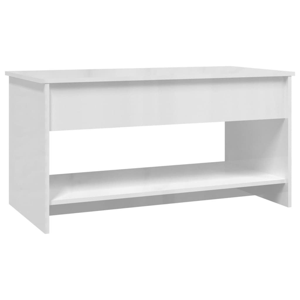 Brilliant white coffee table 102x50x52.5 cm engineering wood