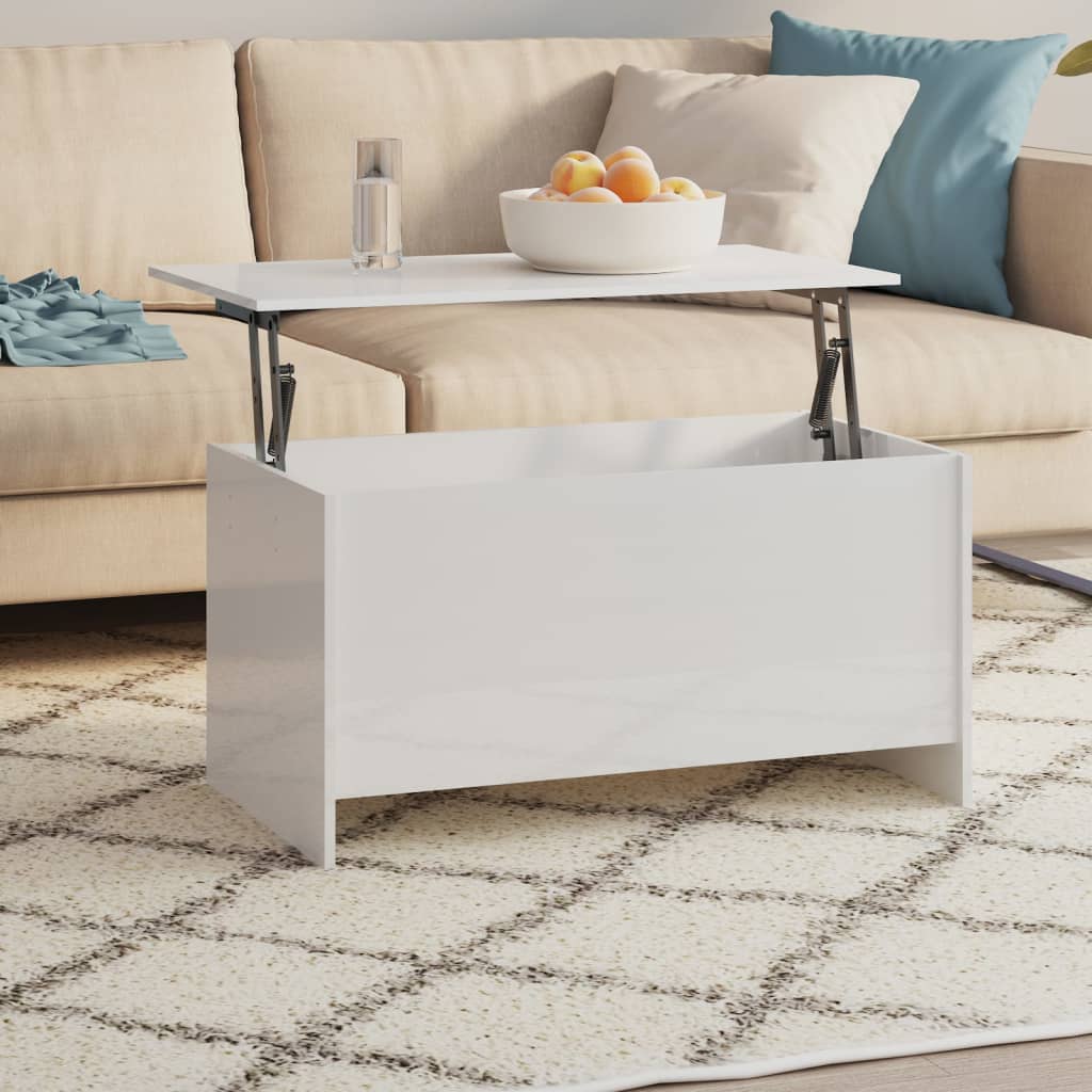 Brilliant white coffee table 102x555x52.5 cm engineering wood