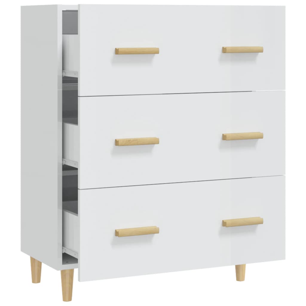 Buffet Blanc brillant 70x34x90 cm Bois d'ingénierie