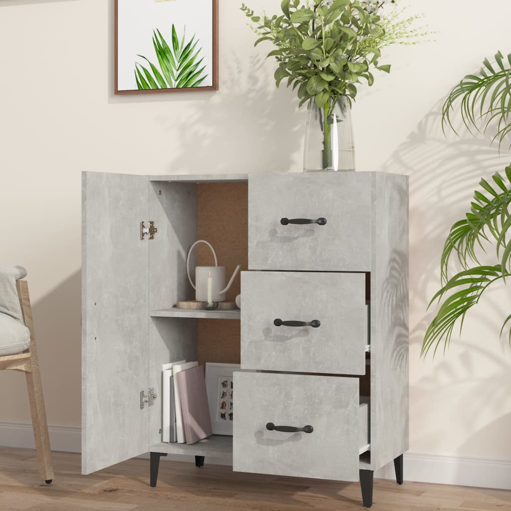 Credenza grigio cemento 69,5x34x90 cm in multistrato