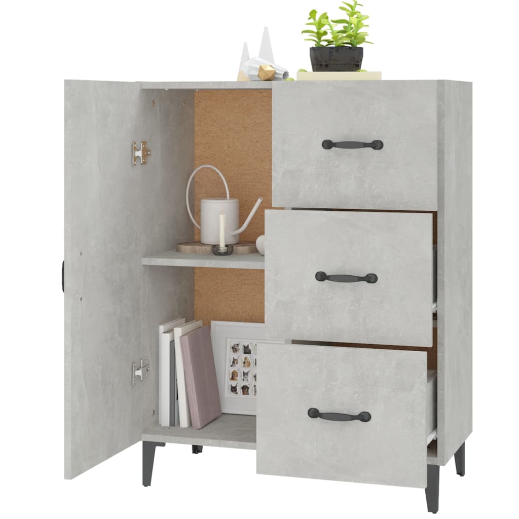 Credenza grigio cemento 69,5x34x90 cm in multistrato