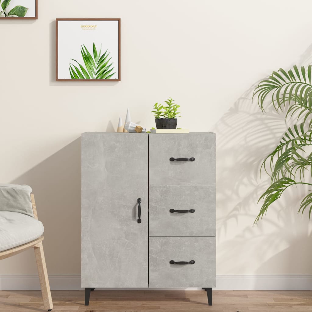 Credenza grigio cemento 69,5x34x90 cm in multistrato