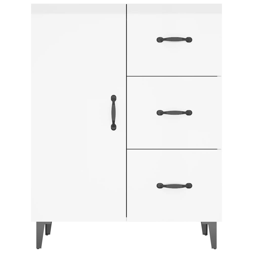 Buffet Blanc brillant 69,5x34x90 cm Bois d'ingénierie