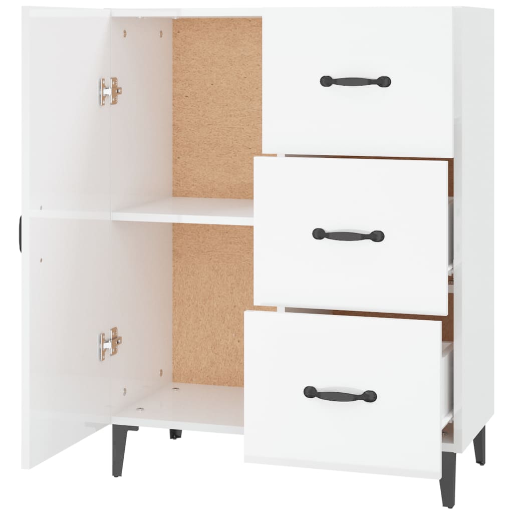 Buffet Blanc brillant 69,5x34x90 cm Bois d'ingénierie