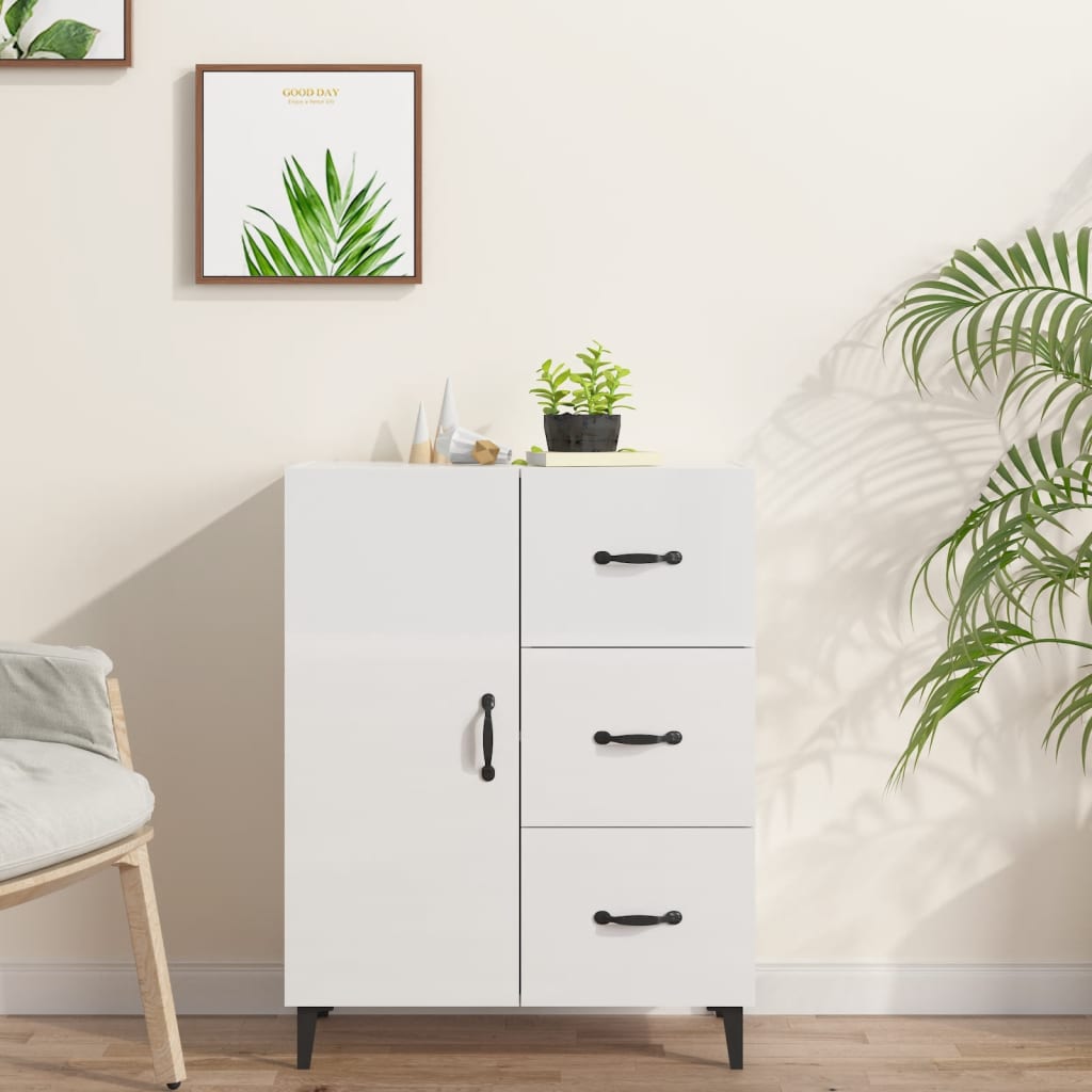 Credenza Bianco lucido 69,5x34x90 cm MDF