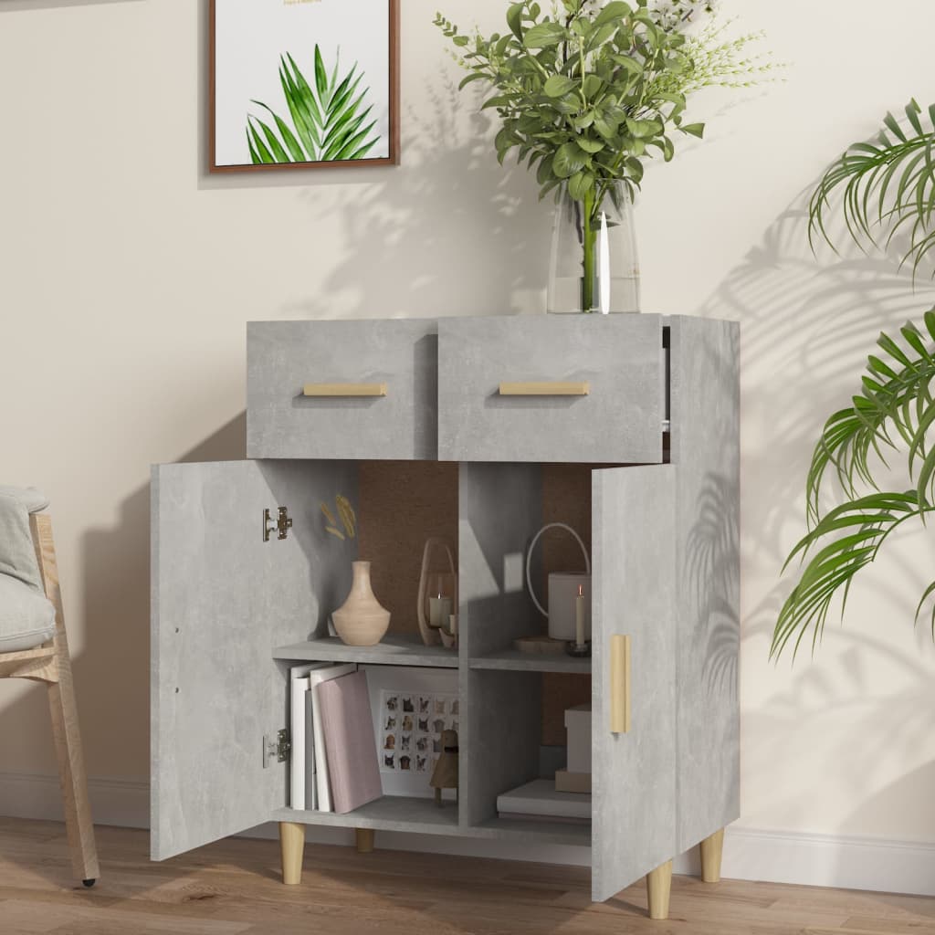 Buffet Gris béton 69,5x34x89 cm Bois d'ingénierie