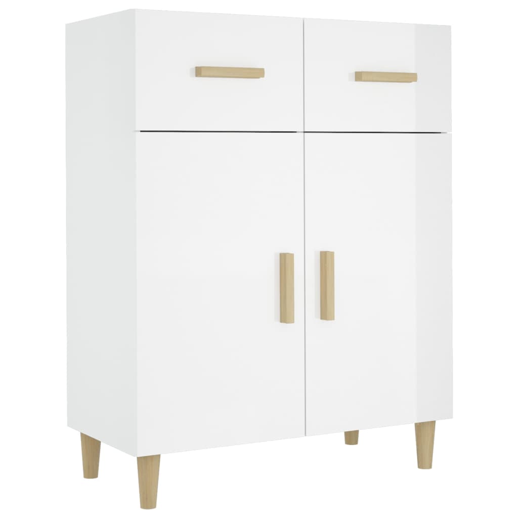 Buffet Blanc brillant 69,5x34x89 cm Bois d'ingénierie