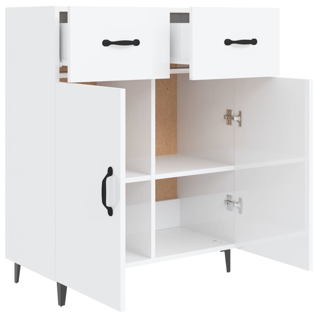 Shiny white buffet 69.5x34x90 cm Engineering wood