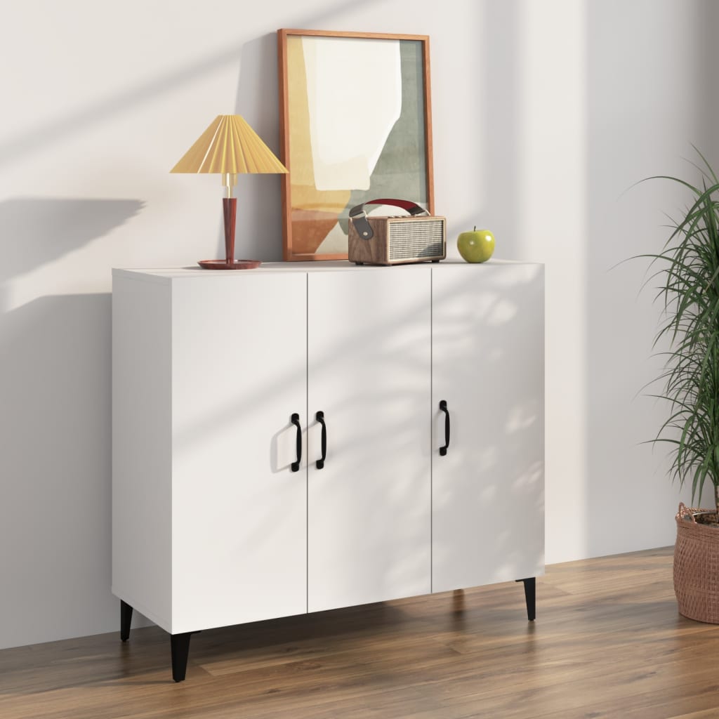 Credenza bianca 90x34x80 cm in derivati ​​del legno