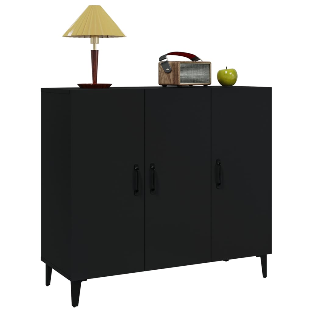 Buffet noir 90x34x80 cm bois d'ingénierie