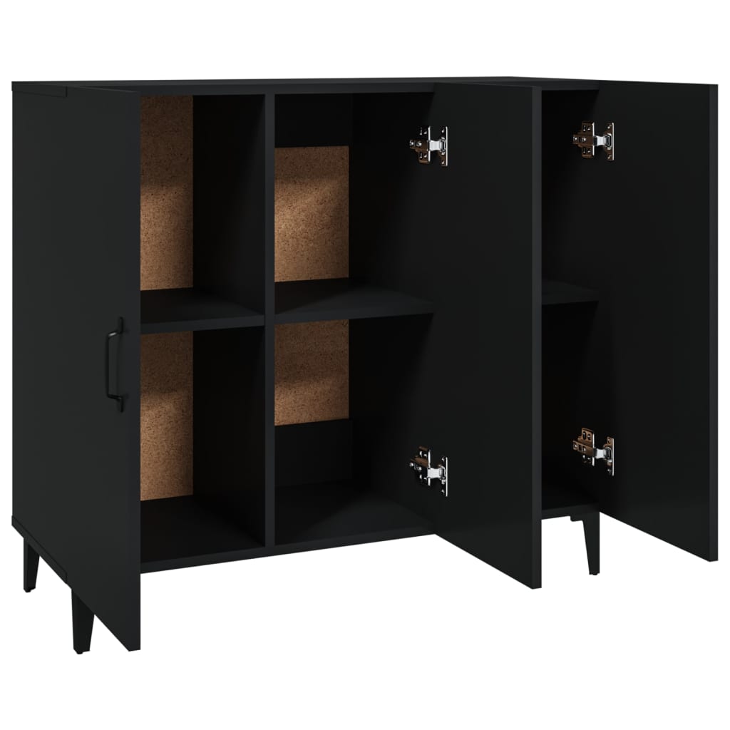 Buffet noir 90x34x80 cm bois d'ingénierie