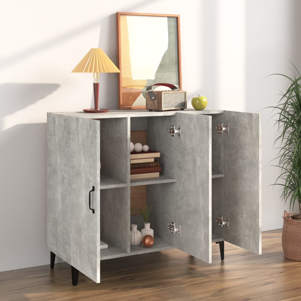 Credenza grigio cemento 90x34x80 cm in multistrato