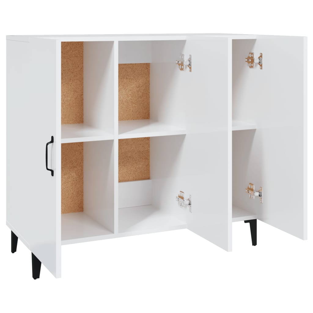 Brillantes weißes Buffet 90x34x80 cm Engineering Holz