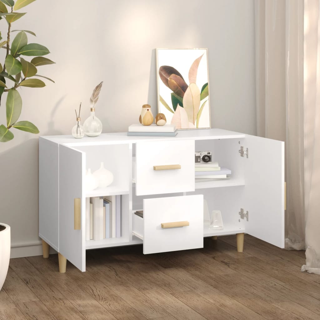 Credenza bianca 100x36x60 cm in derivati ​​del legno