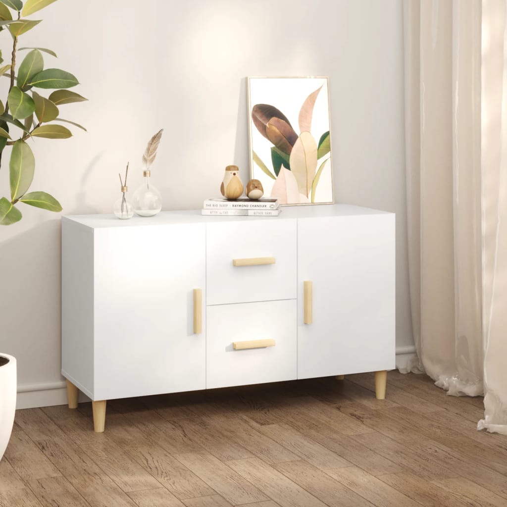 Credenza bianca 100x36x60 cm in derivati ​​del legno